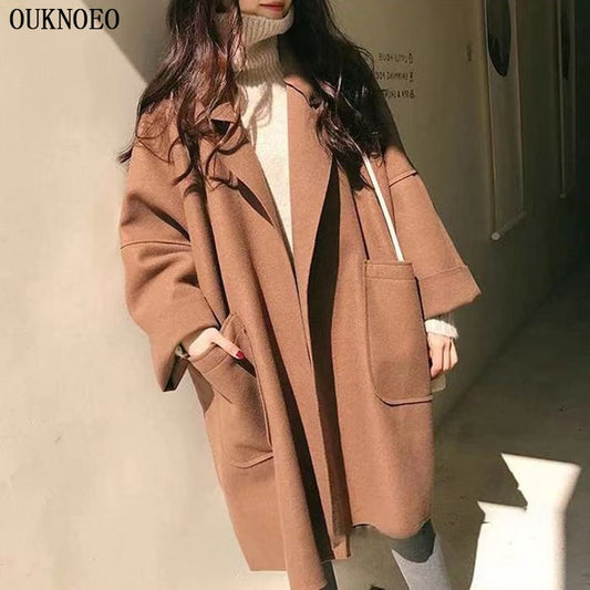 Spring Women Long Trench Coat Korean Luxusy Casual Loose Coat Solid Color Cloak Thin Black 2022 Thin Women Windbreaker Coat