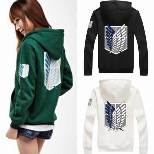 New Anime Wings of Liberty Cosplay Costume Attack on Titan Unisex Hoodies Shingeki No Kyojin Legion Zipper Jacket Sweatshirts