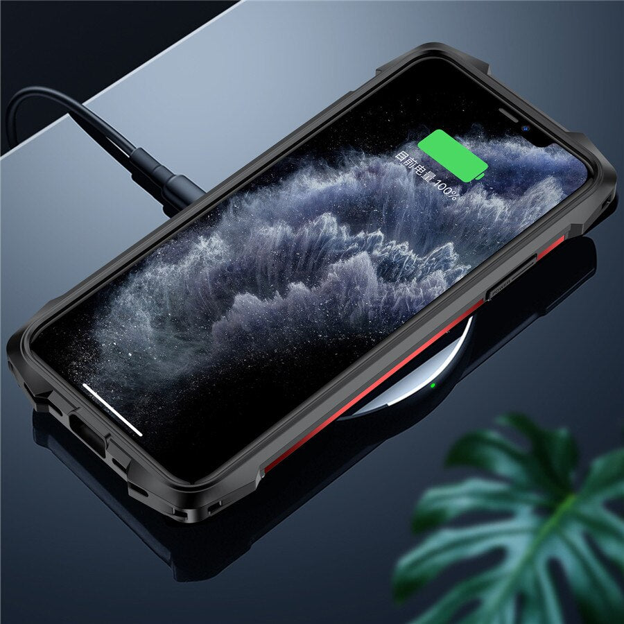 R-just Shockproof Silicone Airbag Phone Case For iPhone 12 Mini 11 Pro MAX Metal TPU Acrylic Back Cover Cases