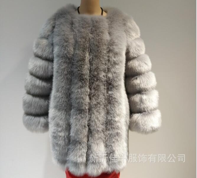 Faux Fox Fur coat Women Slim Faux Fur Jacket Long coat Winter Faux Fox Fur Coat stripe luxury fashion 4XL white,blue,purple