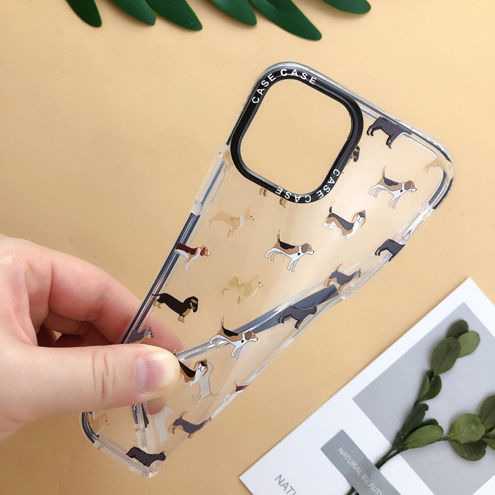 Cartoon Cat Dog Cute Animal Phone Cases For iPhone 11 13 12 Pro XR XS Max X 7 8 Plus Shockproof Clear Soft TPU Back Cover Case