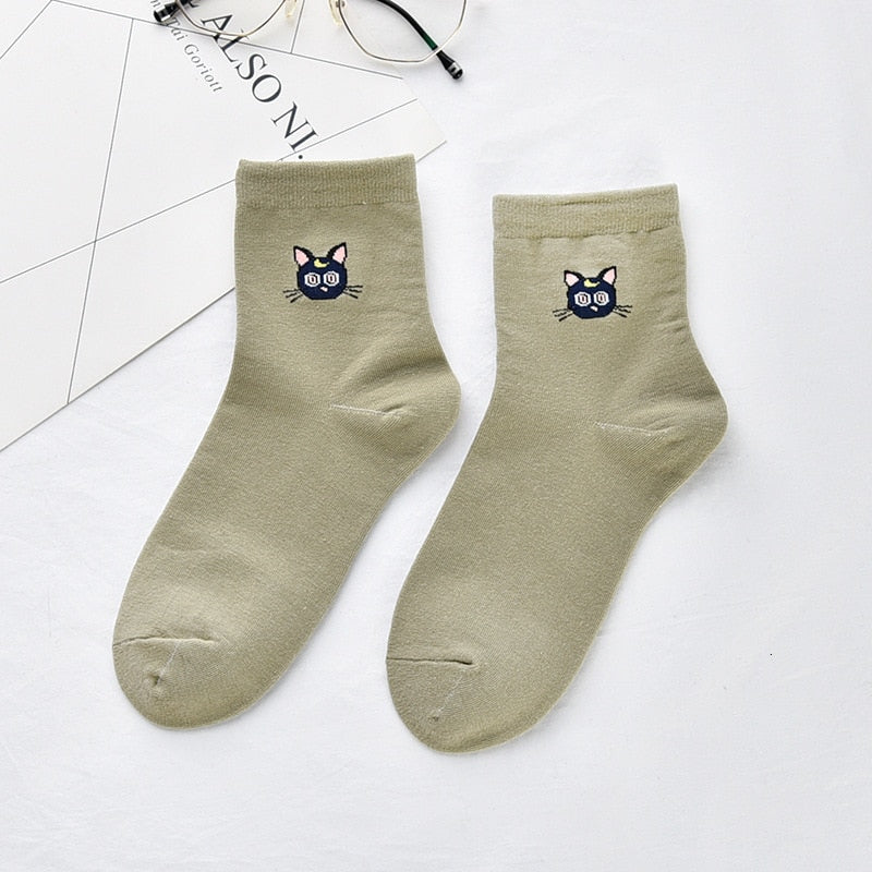 Women Solid Lovely Patterned Harajuku Socks Cotton Casual Cute Animal New Year Gift Socks For Female Sweat Absorption Breathable