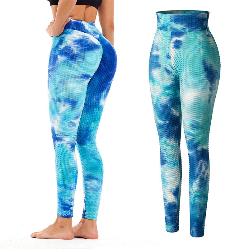 Women High Waist Workout Leggings Seamless Tie Dye Fitness Legging Butt Lifting Scrunch Stretch Legins Gym Sports Slim Pants