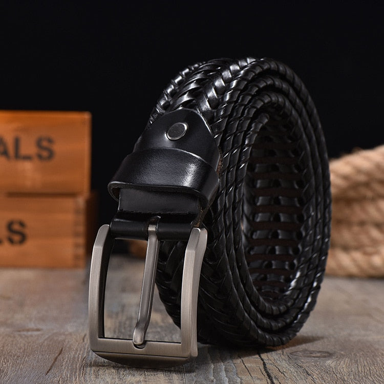 New Braided Belt for Men's Woven Belt Luxury Genuine Leather Cow Straps Hand Knitted Designer Men for Jeans Girdle Male Belts