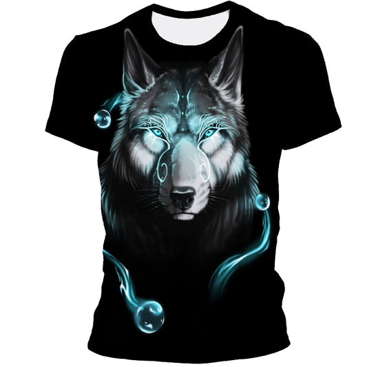 Men's t-shirt 3D printing t-shirt new wolf pattern round neck tshirt hip-hop street Harajuku top, plus plus size street clothing