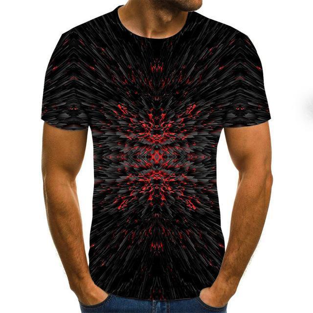 Three -Dimensional Vortex Men Tshirt 3d Printed Summer O -Neck Daily Casual Funny T Shirt