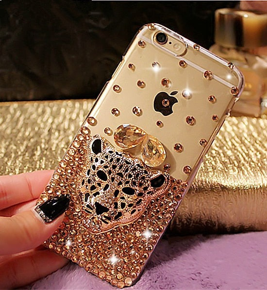 Hot Tiger Leopard Head Crystal Diamond Glitter Bling Phone Cases For Xiaomi Redmi8 9 8A 9A 9C 10X Pro Note8T 9T 8 9 10 Pro 4G 5G