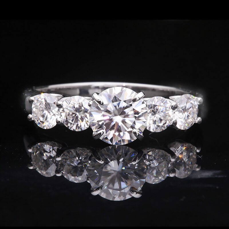 2.2Carats 6.5mm D Color VVS1 Round Excellent Cut Moissanite Wedding Engagement Ring Solid 18K White Gold Plated Ring for Lady