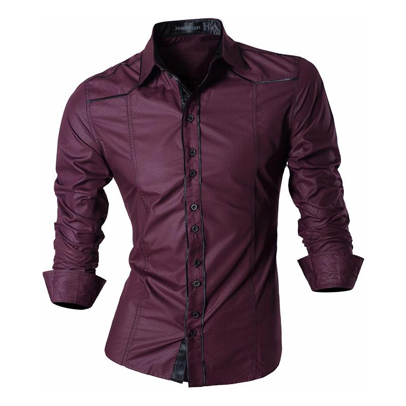 Jeansian Men's Fashion Dress Shirts Casual Long Sleeve Slim Fit Tatoo Stylish Z030