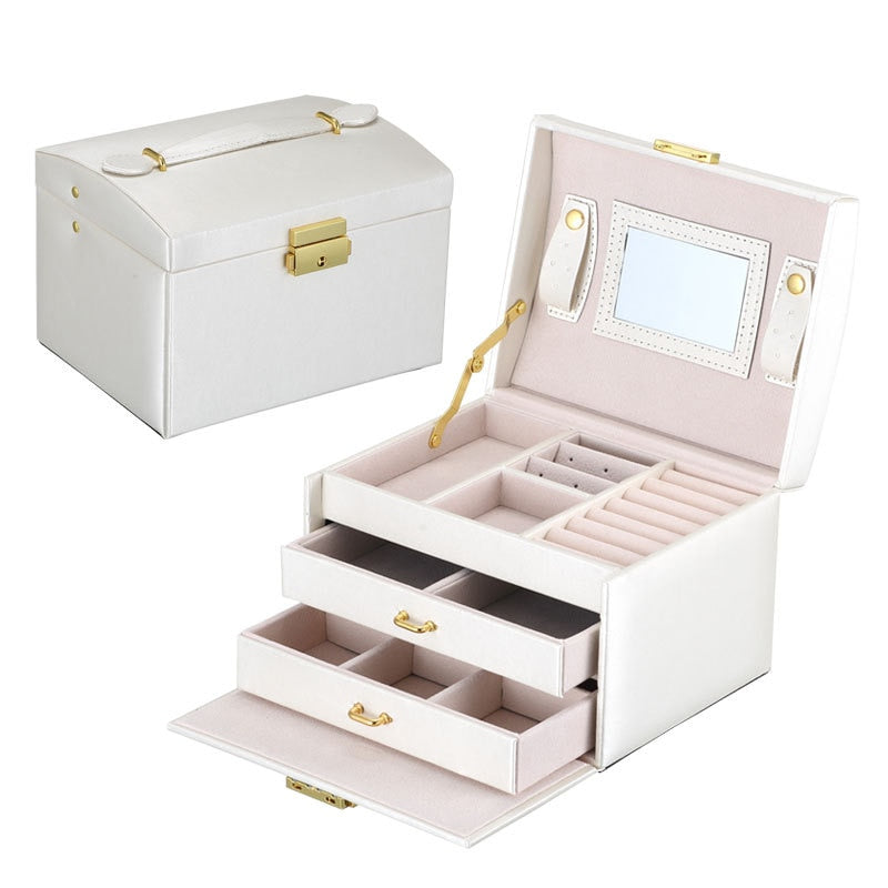 Casegrace Large Drawer Jewellery Boxes PU Leather Jewelry Box Organizer Velvet Earring Ring Necklace Jewelry Storage Case Casket