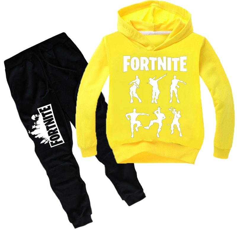 New Kid Hoodies Suit Fortnite Child Sweatshirt Suit Battle Royale Hoodie Sweat+Pants 2pcs Kids Boys Girl Casual Coat Clothes