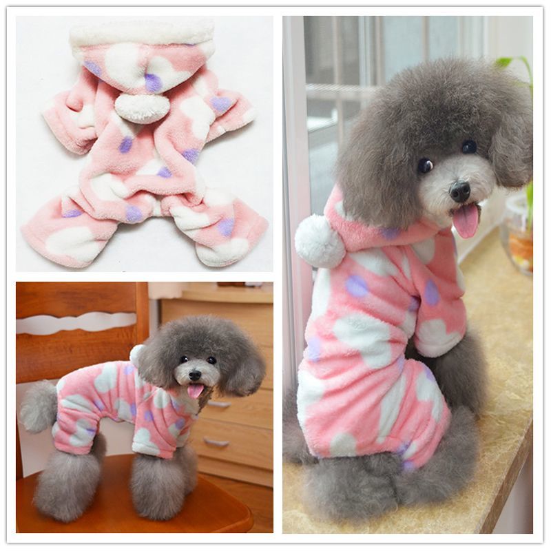 New Pet Dog Clothes Pajamas Fleece Jumpsuit Winter Warm Dog Clothing Four Legs Pet Clothing Outfit For Small Dog Costume Apparel