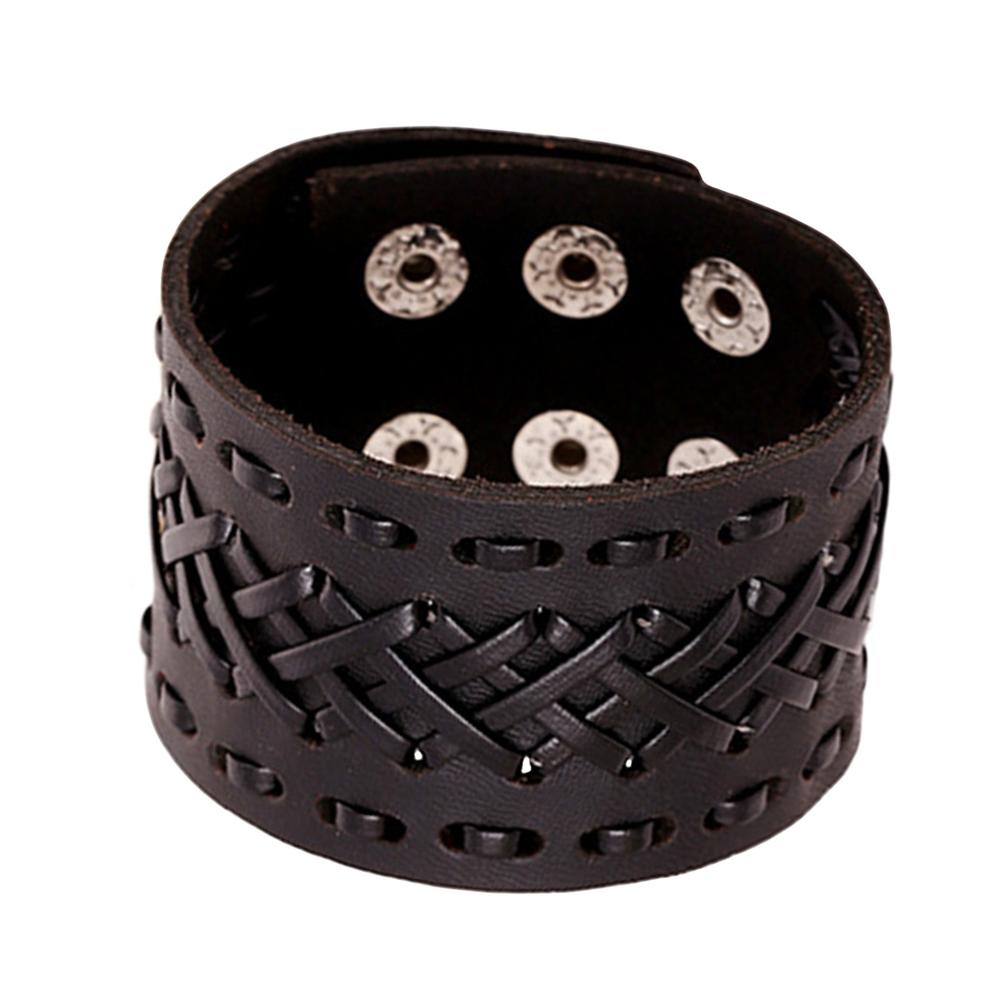 Jiayiqi Punk Men Jewelry Genuine Leather Bracelet Vintage Cuff Charm Bracelet for Men Leather Jewelry Pulsera bijoux Party Gifts