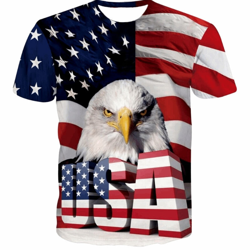 New USA Flag Stripes and Stars T-shirt Men / Women Sexy 3d Tshirt Print Eagle American Flag Men T-shirt Summer Tops Tees