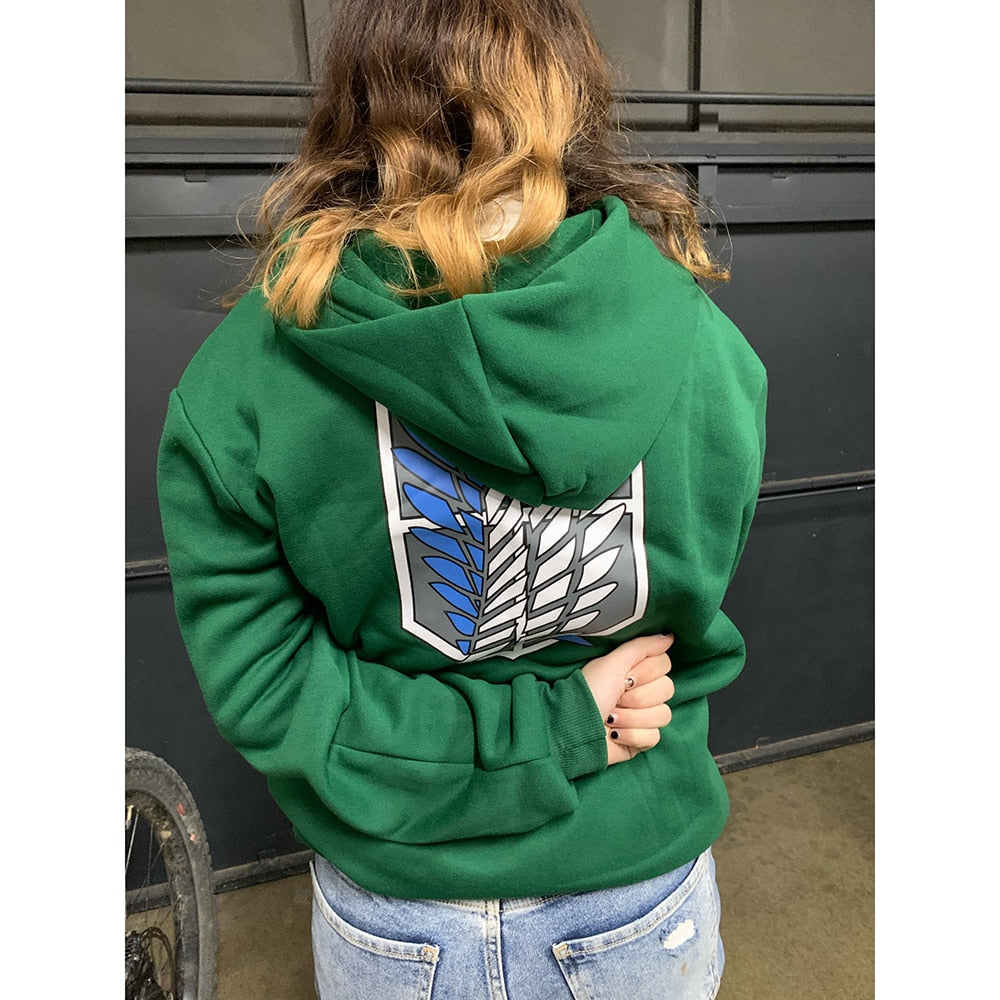 New Anime Wings of Liberty Cosplay Costume Attack on Titan Unisex Hoodies Shingeki No Kyojin Legion Zipper Jacket Sweatshirts