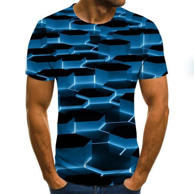 Three -Dimensional Vortex Men Tshirt 3d Printed Summer O -Neck Daily Casual Funny T Shirt