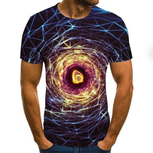 Three -Dimensional Vortex Men Tshirt 3d Printed Summer O -Neck Daily Casual Funny T Shirt