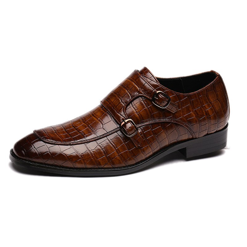 2022 Classic Crocodile Pattern Business Flat Shoes Men Designer Formal Dress Leather Shoes Men's Loafers Christmas Party Shoes