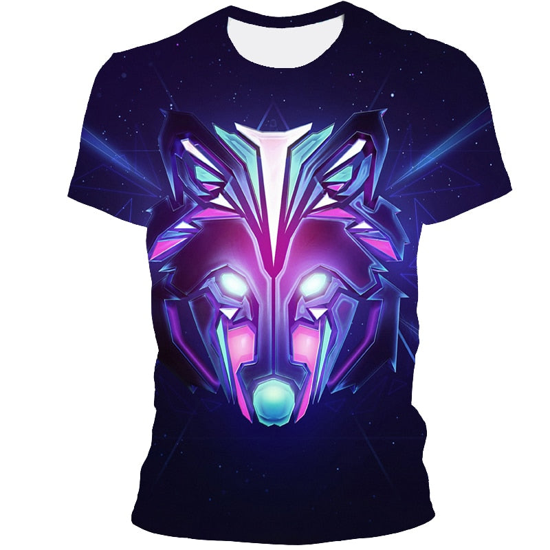 Men's t-shirt 3D printing t-shirt new wolf pattern round neck tshirt hip-hop street Harajuku top, plus plus size street clothing