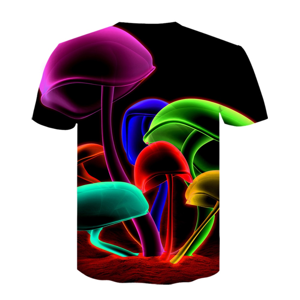 Funny T-shirts Psychedelic T shirt Men Mushroom Anime Clothes Geometric T-shirts 3d Graffiti Tshirt Printed Harajuku Tshirts Cas