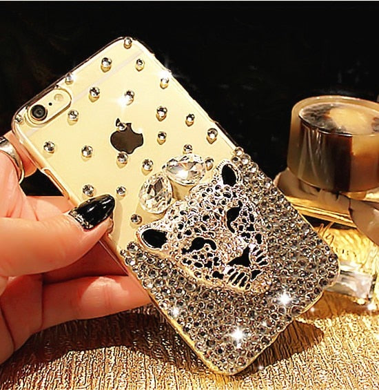 Hot Tiger Leopard Head Crystal Diamond Glitter Bling Phone Cases For Xiaomi Redmi8 9 8A 9A 9C 10X Pro Note8T 9T 8 9 10 Pro 4G 5G