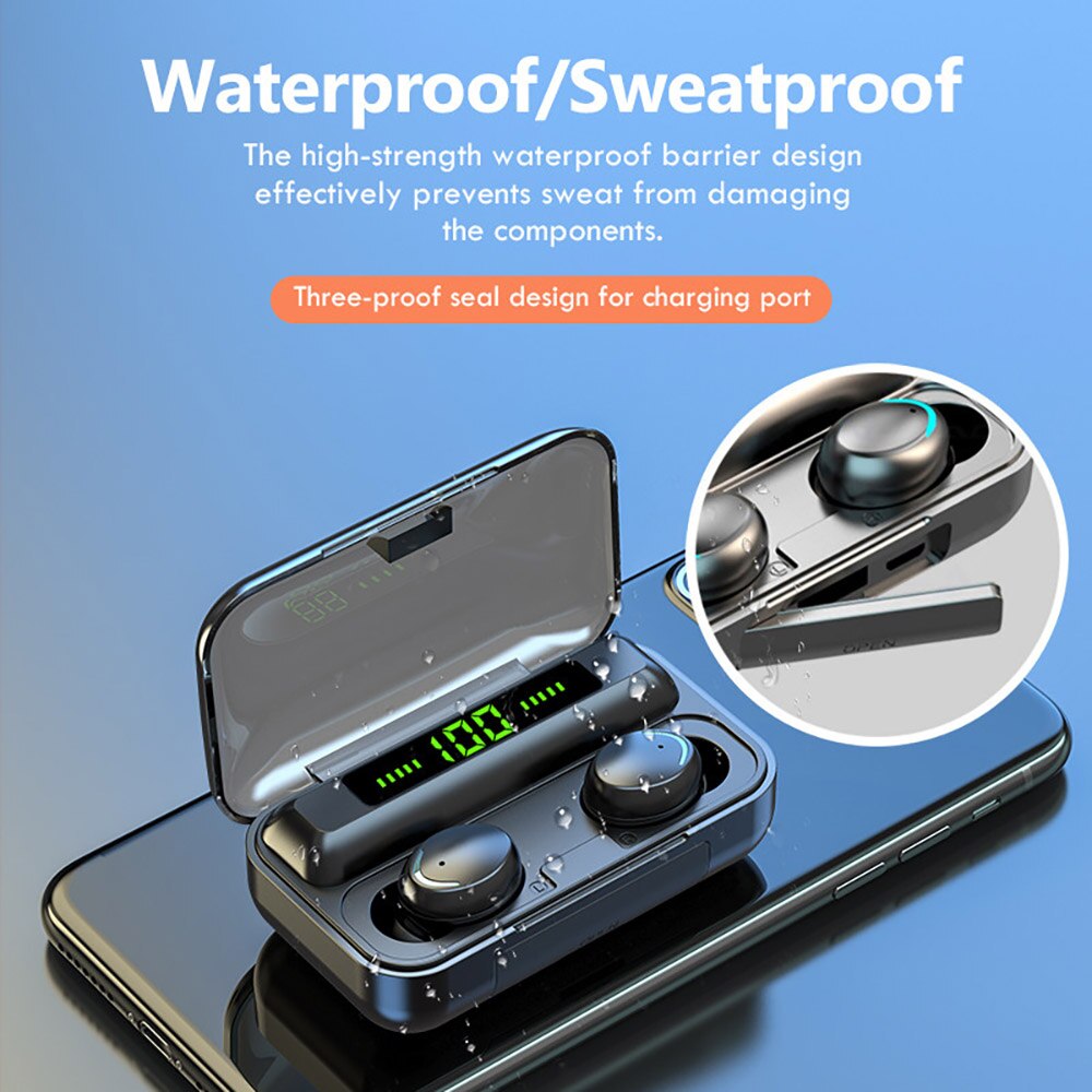 TWS Bluetooth Earphone V5.1 9D Stereo Wireless Headphones Sport Waterproof Earphones Mini True Earbuds Headsets for cellphone