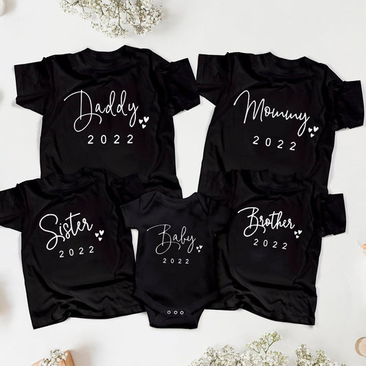 Funny Daddy Mommy Brother Sister Baby 2022 Family Matching Clothes Casual Father Son Mother and Daughter Tshirts Baby Bodysuit