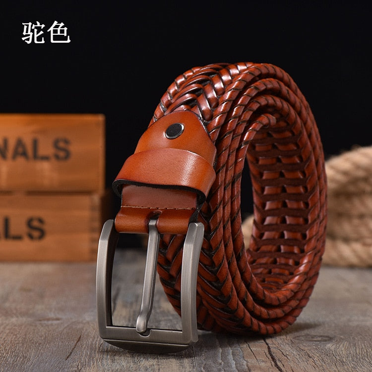 New Braided Belt for Men's Woven Belt Luxury Genuine Leather Cow Straps Hand Knitted Designer Men for Jeans Girdle Male Belts