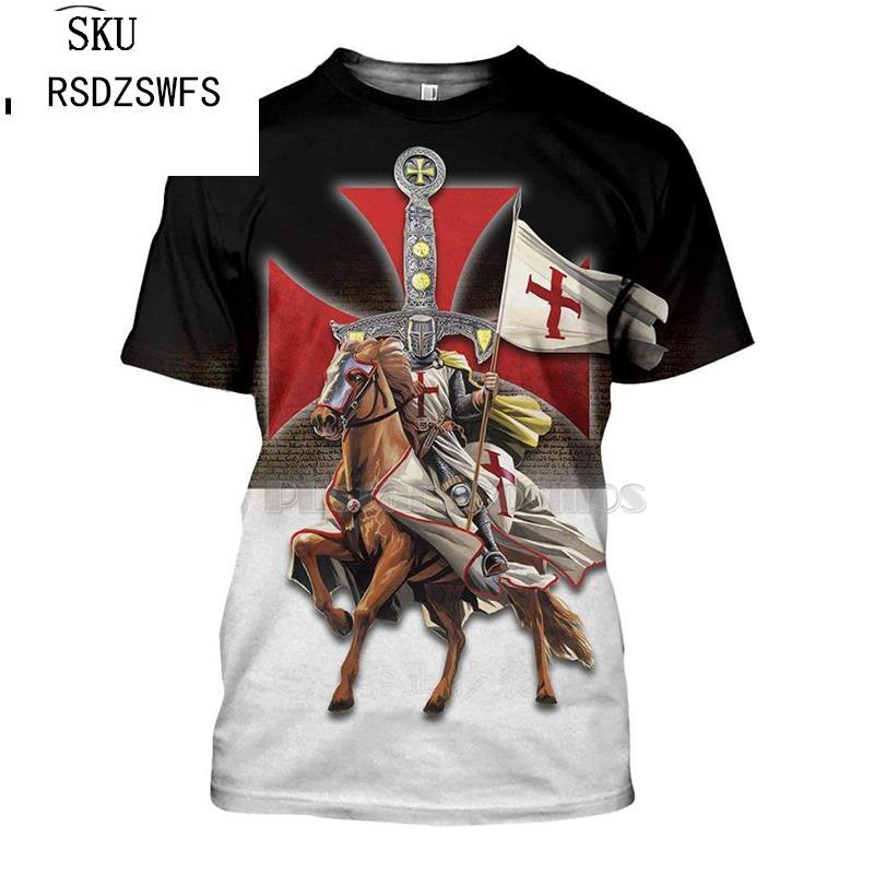 PLstar Cosmos All Over Printed Knights Templar 3d t shirts tshirt tees Winter autumn funny Harajuku short sleeve streetwear-7