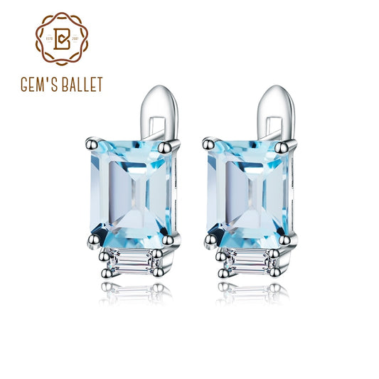 Gem&#39;s Ballet Natural Sky Blue Topaz 585 14K 10K 18K Gold 925 Silver Earrings Gemstones Earrings For Women Gift Wedding