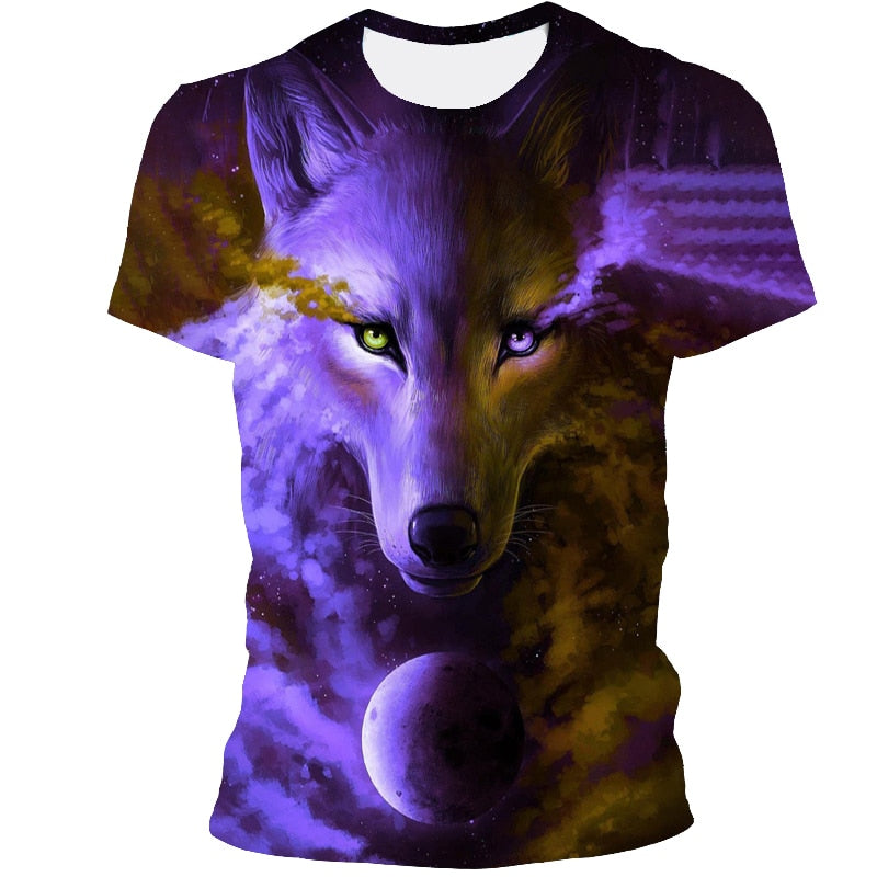 Men's t-shirt 3D printing t-shirt new wolf pattern round neck tshirt hip-hop street Harajuku top, plus plus size street clothing