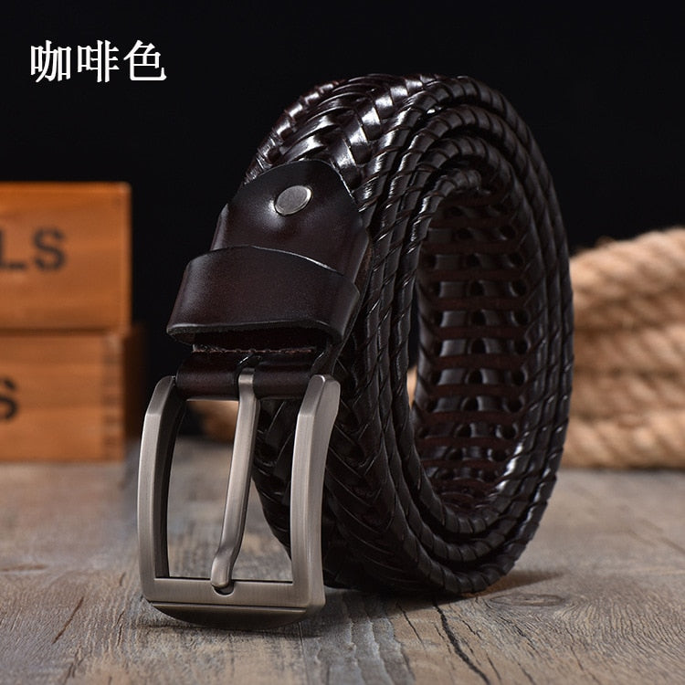 New Braided Belt for Men's Woven Belt Luxury Genuine Leather Cow Straps Hand Knitted Designer Men for Jeans Girdle Male Belts