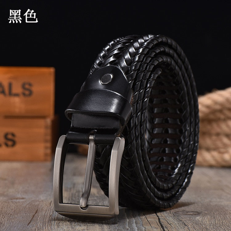 New Braided Belt for Men's Woven Belt Luxury Genuine Leather Cow Straps Hand Knitted Designer Men for Jeans Girdle Male Belts