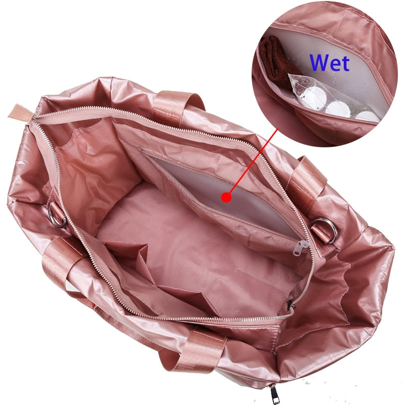 Women Gym Sports Bag Waterproof Swimming Yoga Mat Blosa Pink Weekend Travel Duffle Bags for Women Sport Fitness Shoulder Handbag