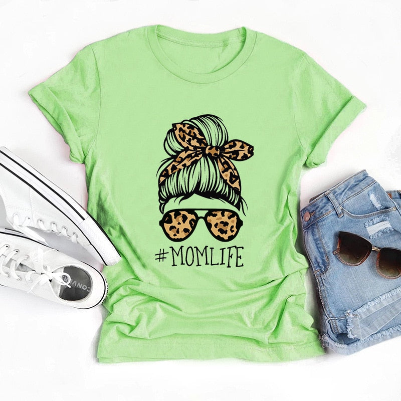 Summer Women T Shirt Versatile 100% Cotton Funny Leopard Mum Print Short Sleeve Oversized Goth Tshirts Casual Graphic Tee Tops