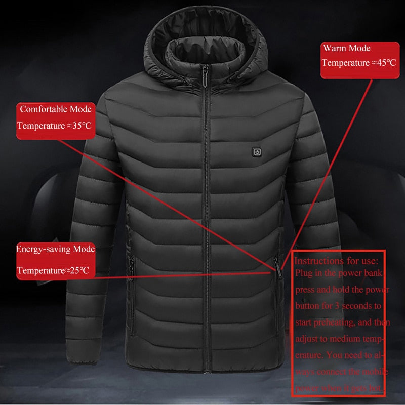 4 Areas Winter Outdoor Charging Heating Jackets Temperaturing Heated Jackets USB Men's Women's Warm Sports Thermal Heatable Vest