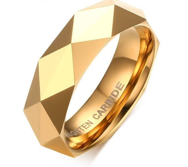 Solid Gold Tungsten Carbide Wedding Brands Men's Ring New Geometric Design Man Jewelry