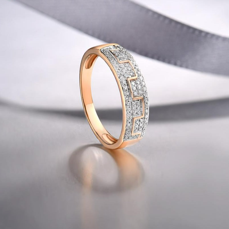 VISTOSO Gold Rings For Women Genuine 14K 585 Rose Gold Ring Sparkling Diamond Promise Engagement Rings Anniversary Fine Jewelry