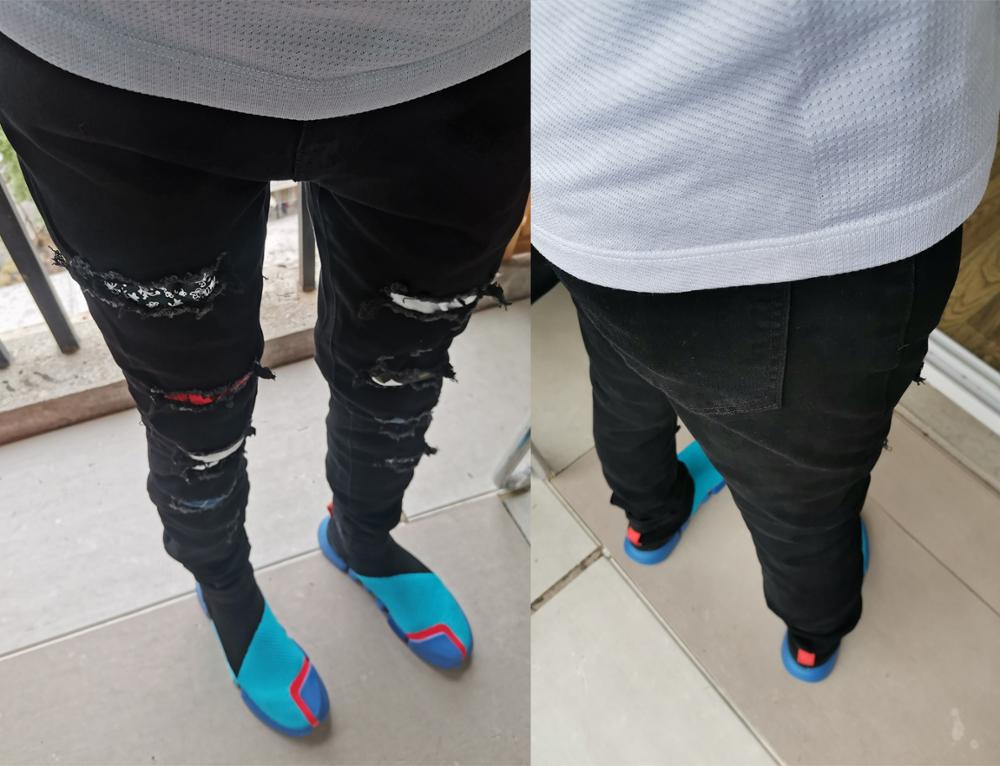 Fashion Men Ripped Jeans Design Stretchy Skinny Jeans For Men Y5772