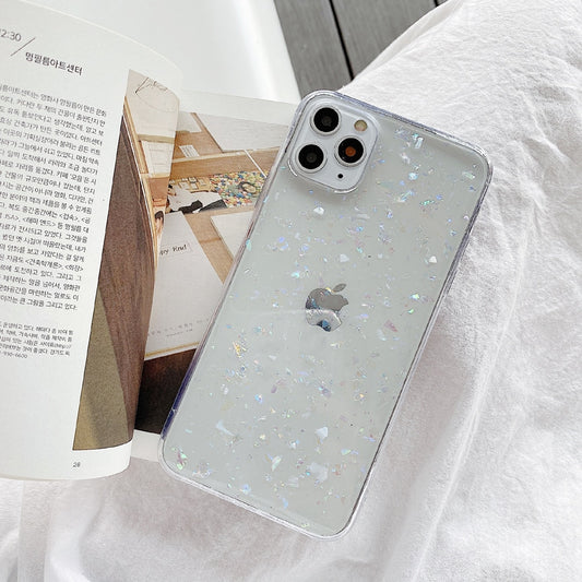 LACK Glitter Crystal Shell Clear Phone Case For iPhone 11 Pro Max X XR 7 Plus 12 13Pro 13 Sparkle Bling Sequin Soft Cases Cover