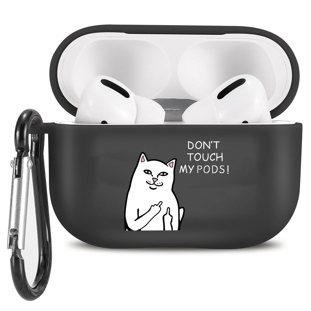 Case for Apple Airpods 1 2 3 Cases Slogan Simple Text Dont touch airpods Silicone Black Earphone Cover for Airpods Pro capa Bags