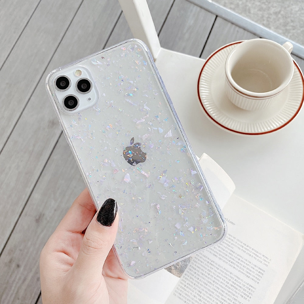 LACK Glitter Crystal Shell Clear Phone Case For iPhone 11 Pro Max X XR 7 Plus 12 13Pro 13 Sparkle Bling Sequin Soft Cases Cover