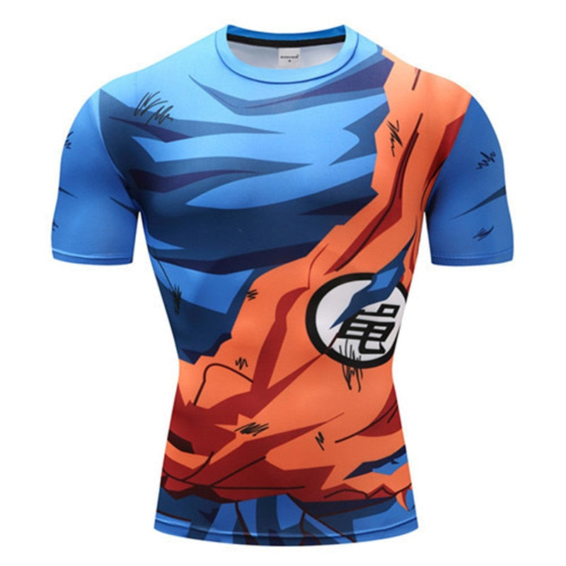 Men T Shirt Homme Compression Costume Vegeta Tshirt Son Goku T-shirts Fitness Leggings Shorts Sportwear