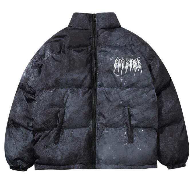 Men Hip Hop Oversize Padded Bomber Jacket Coat Streetwear Graffiti Jacket Parka Cotton Harajuku Winter Down Jacket Coat Outwear