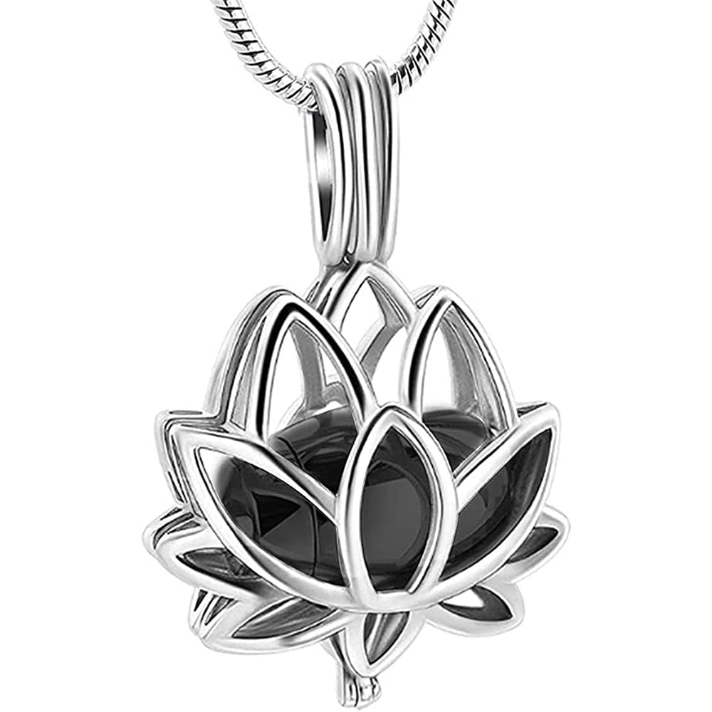 Stainless Steel Lotus Flower Keepsake Pendant For Women Mini Cremation Urn Jewelry Memorial Jewelry Ashes Locket 2 Colors