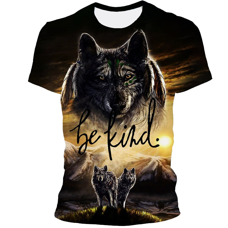 Men's t-shirt 3D printing t-shirt new wolf pattern round neck tshirt hip-hop street Harajuku top, plus plus size street clothing