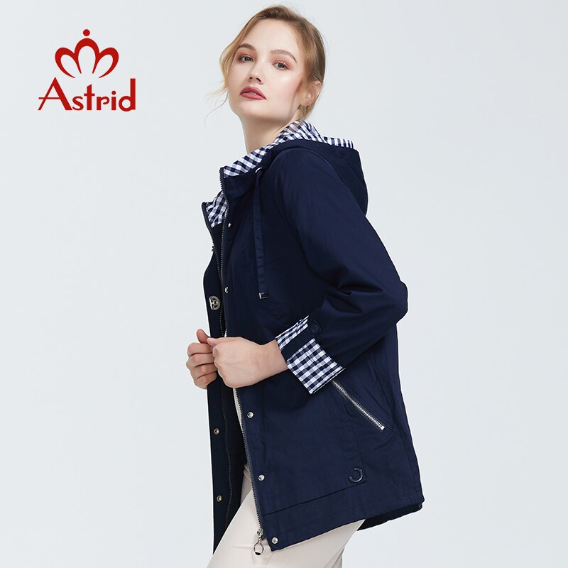 Astrid Spring Autumn new arrival woman Oversize short trench coat for women with a hood lady coat female with zipper AS-9013