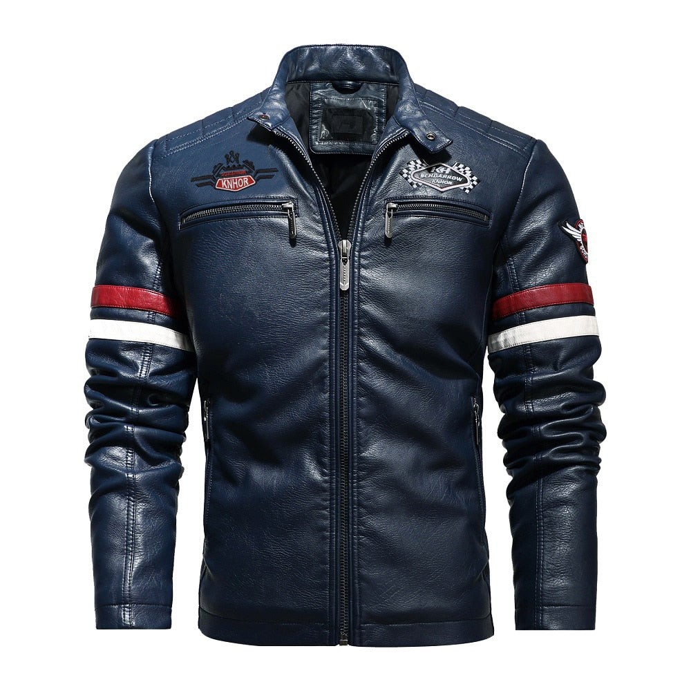 Aliksada Men Autumn Winter New Fashion Motor Biker Leather Jackets Coat Men Vintage Style Patchwork PU Faux Leather Jackets Men