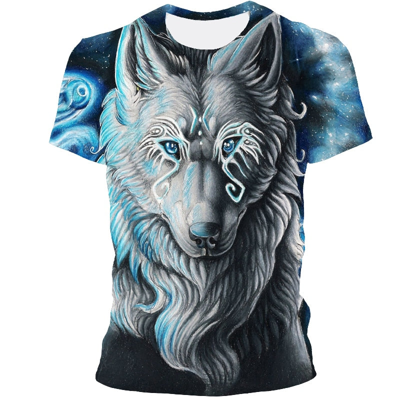 Men's t-shirt 3D printing t-shirt new wolf pattern round neck tshirt hip-hop street Harajuku top, plus plus size street clothing