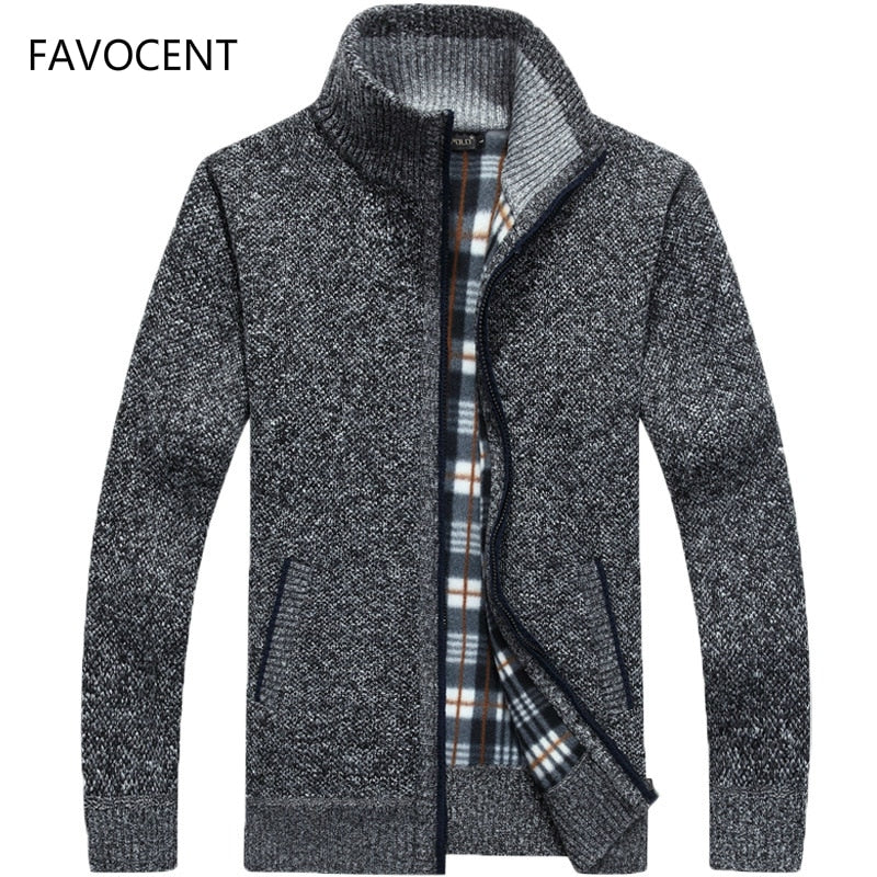 2022 Autumn Winter Men&#39;s Sweater Coat Faux Fur Wool Sweater Jackets Men Zipper Knitted Thick Coat Warm Casual Knitwear Cardigan